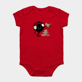 Funny Evil Bug Gives Christmas Present Baby Bodysuit